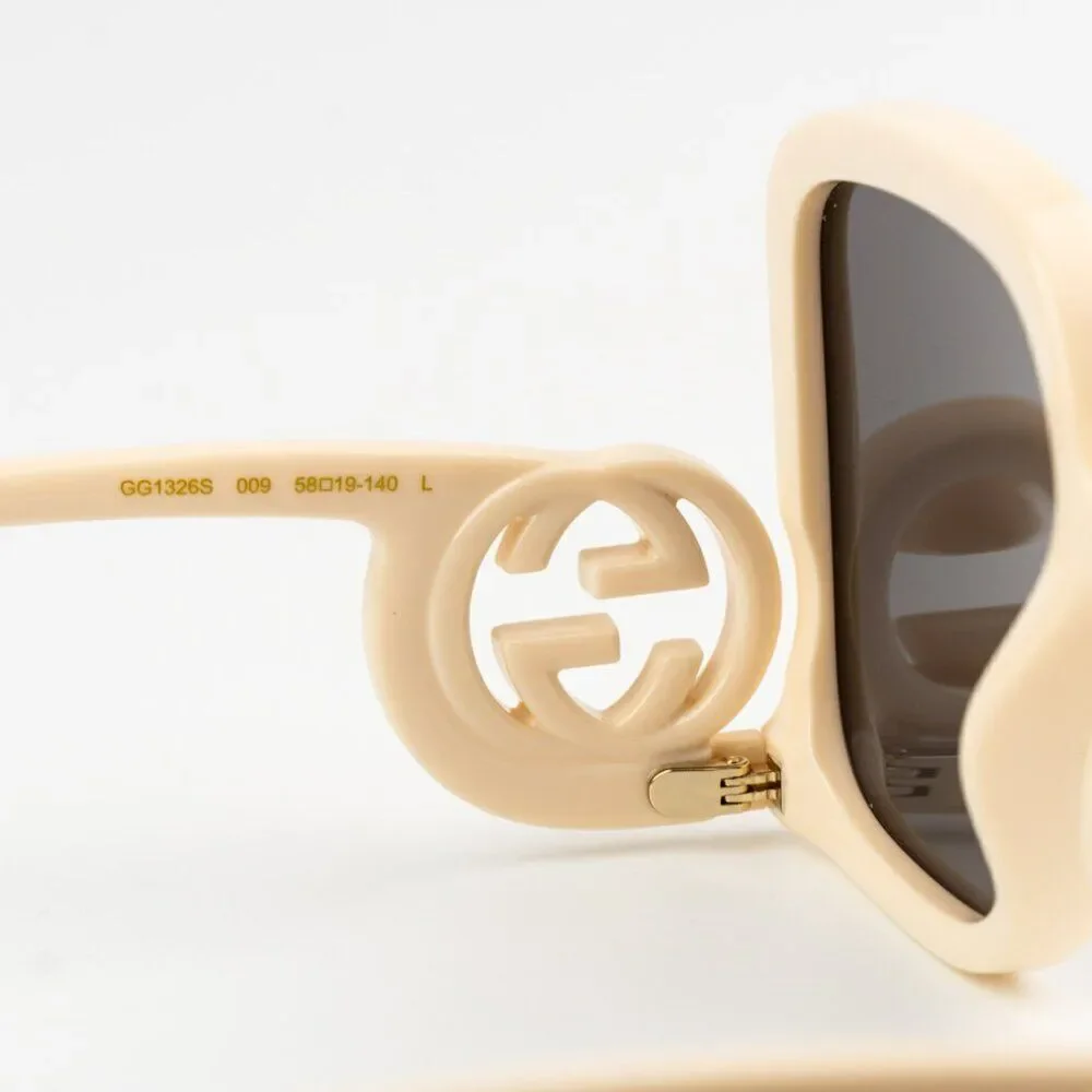 NEW Gucci GG1326S 009 Ivory Grey Mirror Oversized Square Women Sunglasses